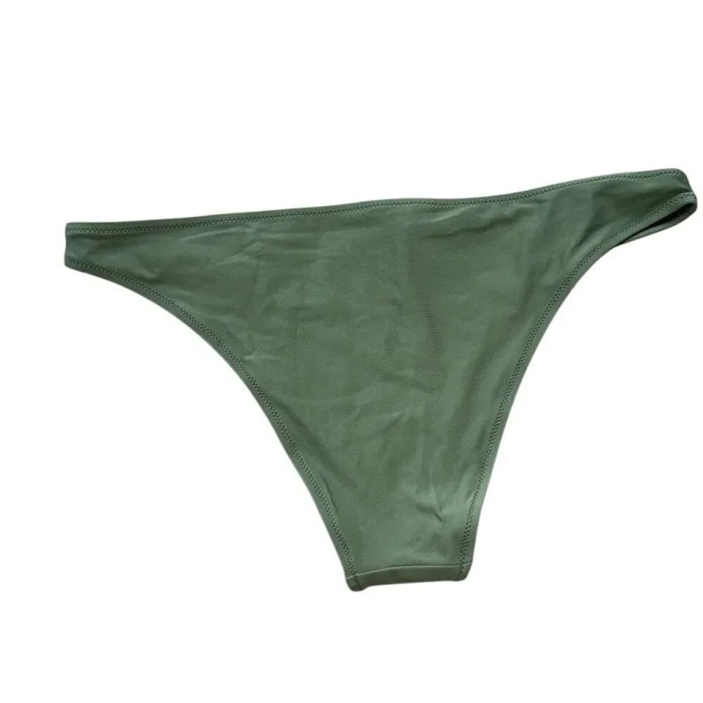 Aerie sz L taupe Green low rise cheeky swim suit bikini bottom NWOT